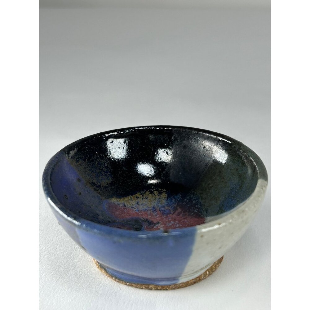 VTG Pottery Trinket Dish Abstract Multicolor Painted Studio Art Pottery Dish